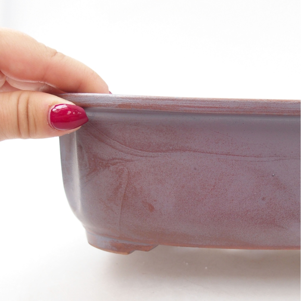 Bonsaischaal van keramiek 24,5 x 21 x 7 cm, metaalkleur