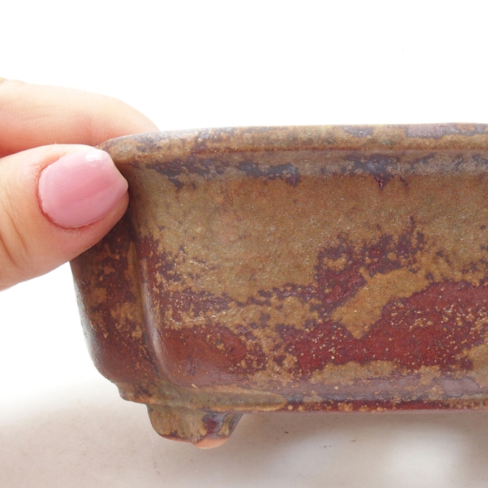 Bonsaischaal van keramiek 13,5 x 10 x 5 cm, kleur bruin