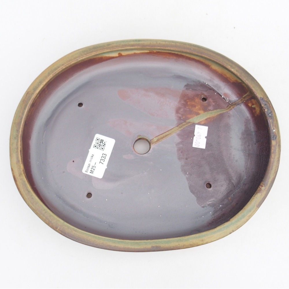 Bonsaischaal van keramiek 24 x 20 x 4 cm, groen