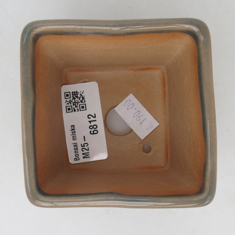 Bonsaischaal van keramiek 7,5 x 7,5 x 7 cm, grijs