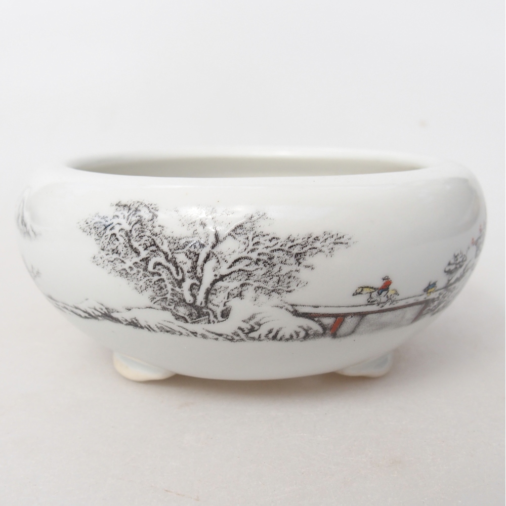 Bonsaischaal van keramiek 10 x 10 x 5 cm, kleur wit