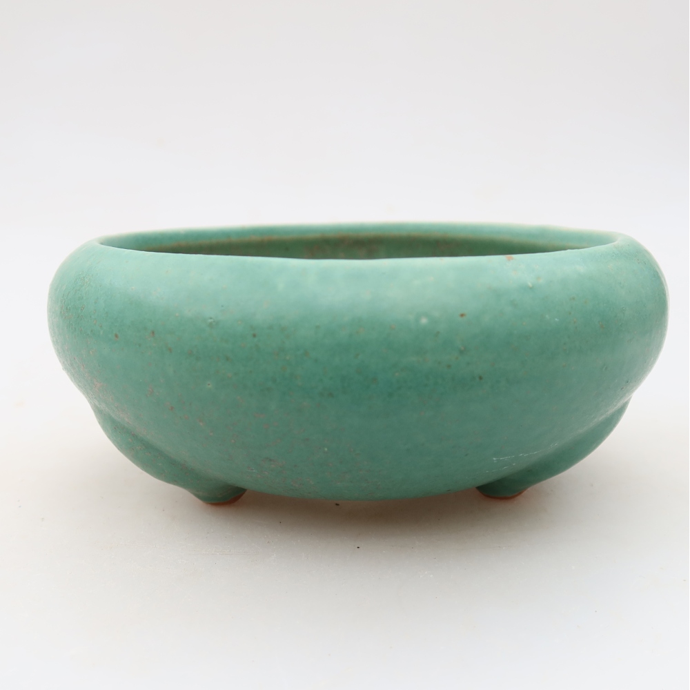 Keramische bonsaischaal 15 x 15 x 6,5 cm, kleur groen