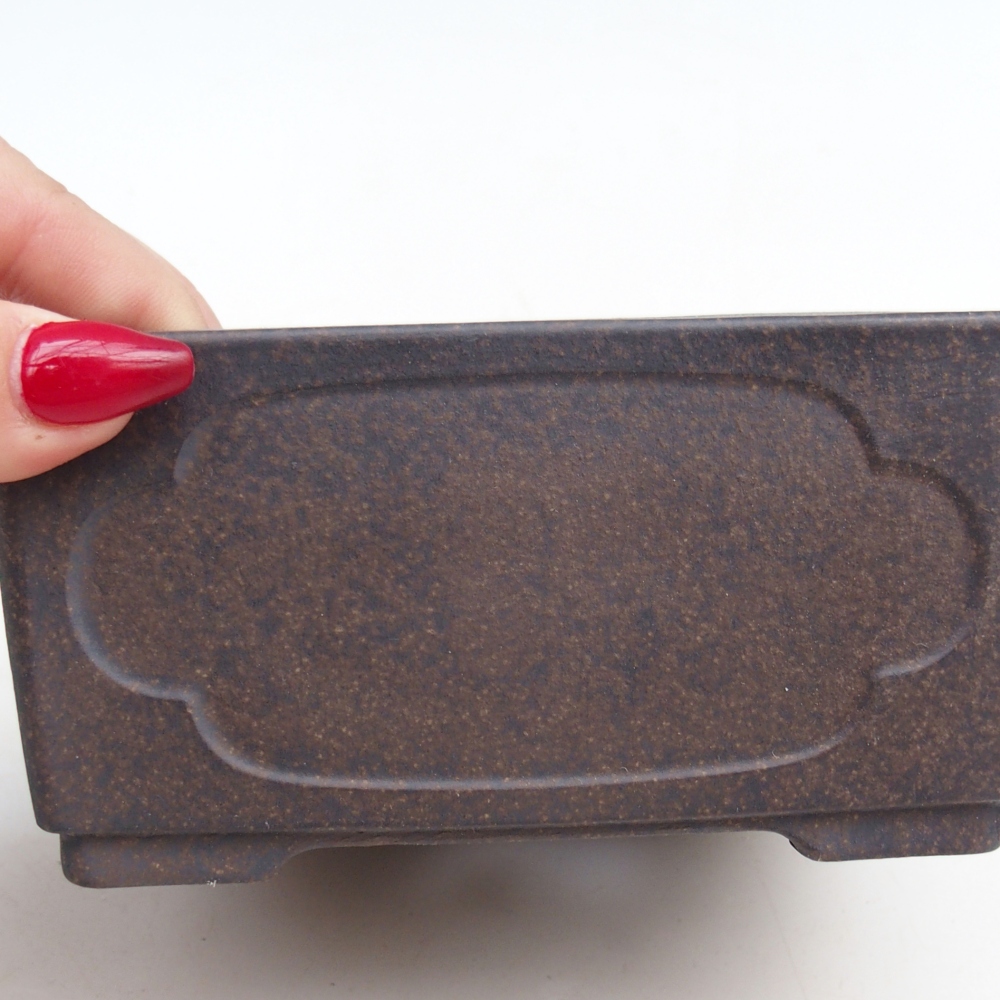 Bonsaischaal van keramiek 12,5 x 12,5 x 6,5 cm, kleur okerbruin