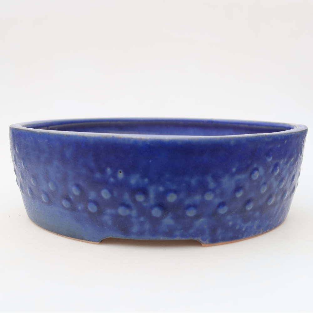Bonsaischaal van keramiek 24 x 24 x 7 cm, kleur blauw