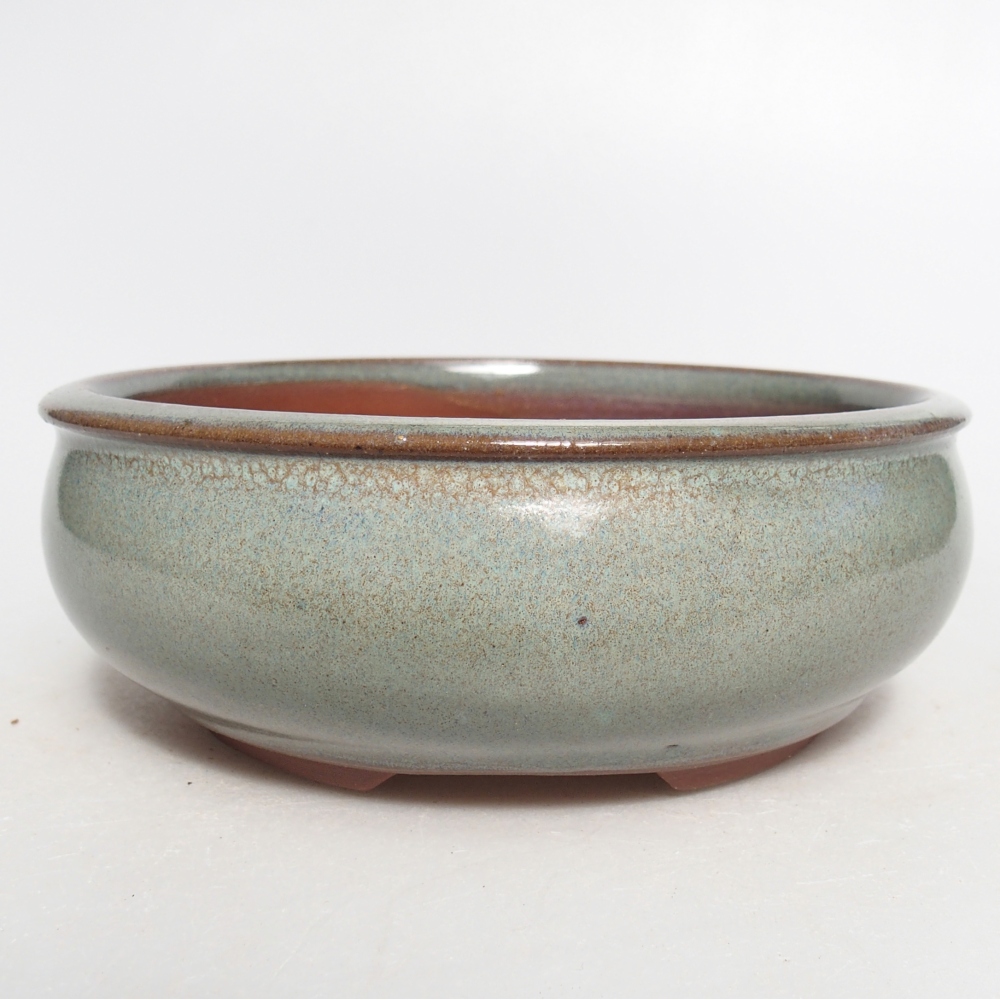 Bonsaischaal van keramiek 14 x 14 x 5 cm, groen