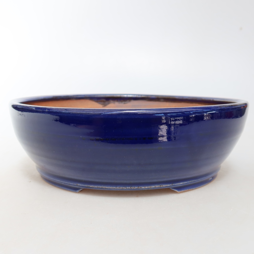 Bonsaischaal van keramiek 19 x 19 x 6 cm, kleur blauw