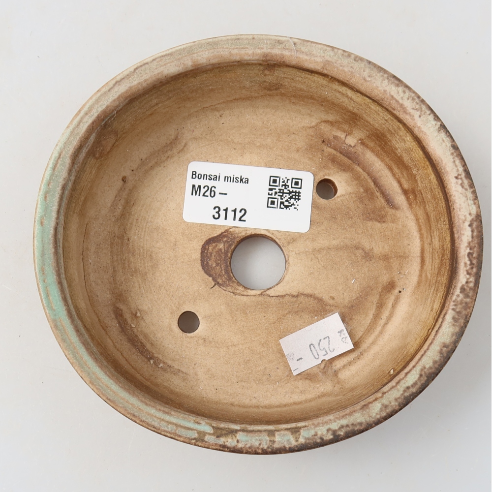 Keramische bonsaipot 12,5 x 11,5 x 3,5 cm, kleur: groen