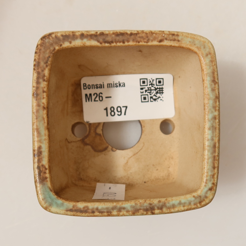 Bonsaischaal van keramiek 6,5 x 6,5 x 4,5 cm, groen