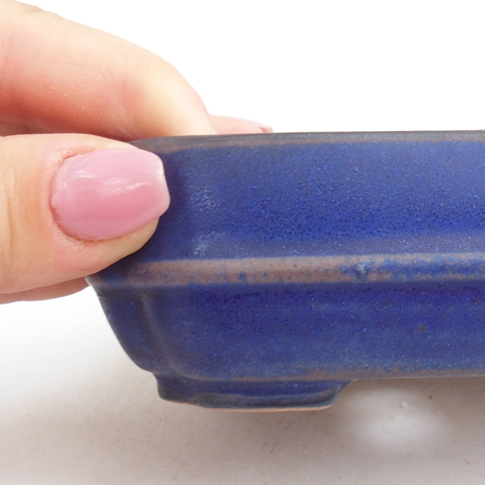 Bonsaischaal van keramiek 12 x 10 x 4 cm, kleur blauw