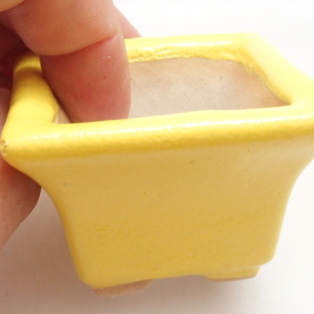 Bonsaischaal van keramiek 5 x 5 x 3,5 cm, geel
