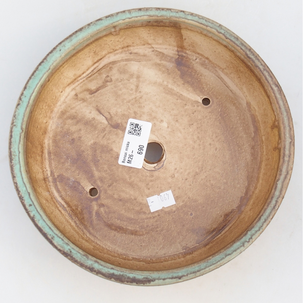 Bonsaischaal van keramiek 21,5 x 21,5 x 6 cm, groen