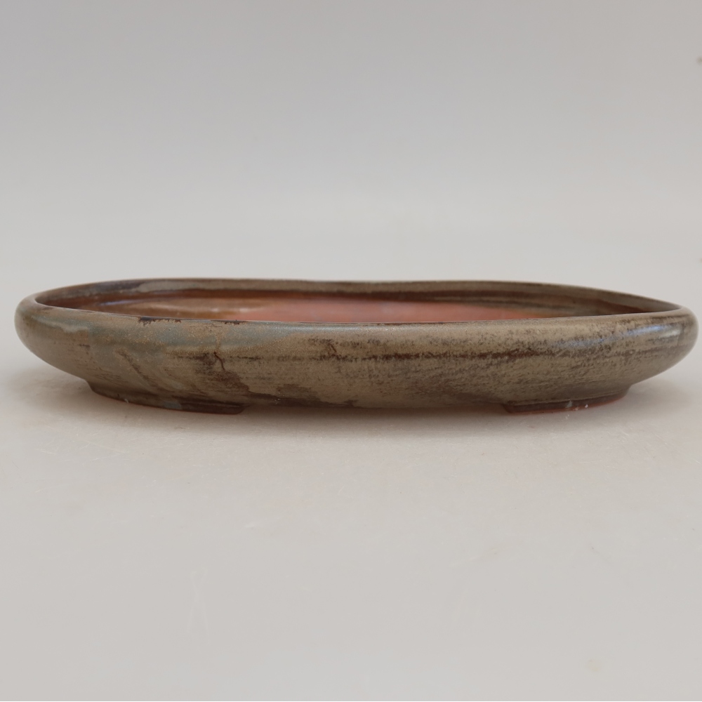 Bonsaischaal van keramiek 22,5 x 16,5 x 3 cm, bruin