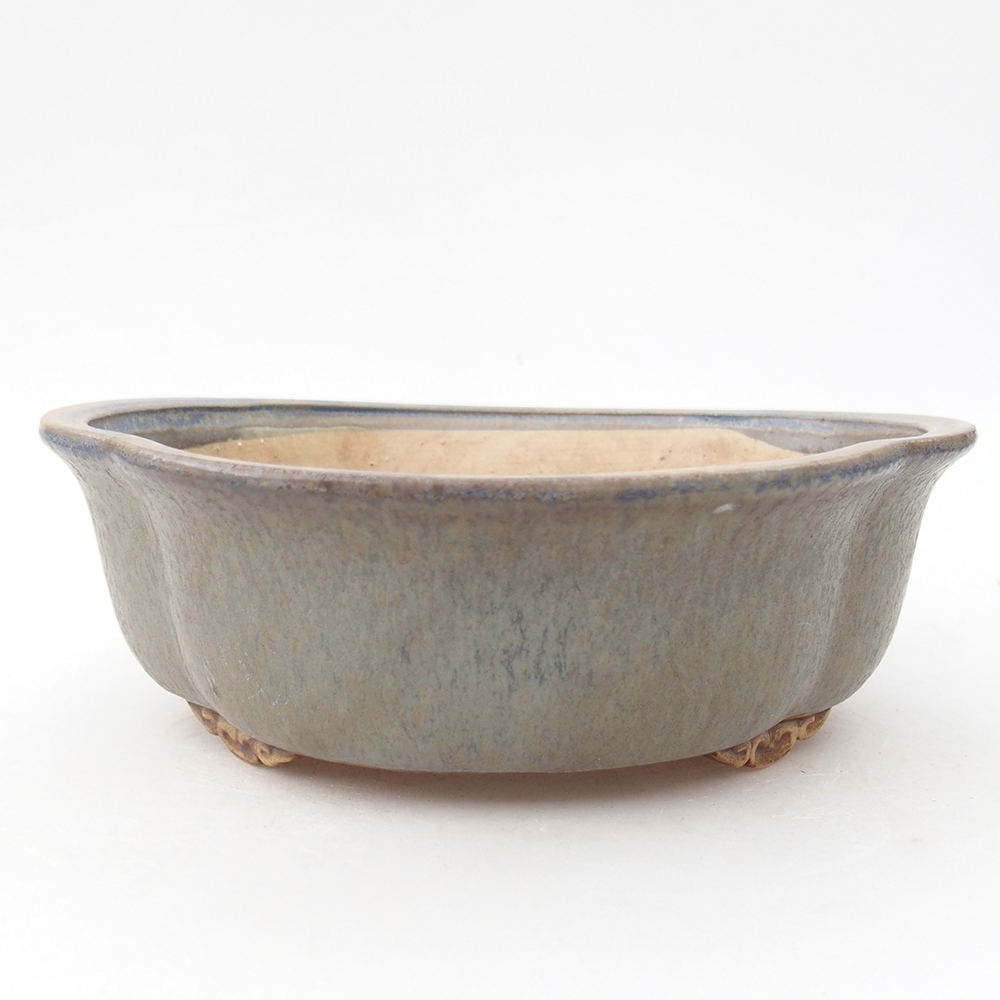 Bonsaischaal van keramiek 19 x 17 x 6 cm, kleur blauw