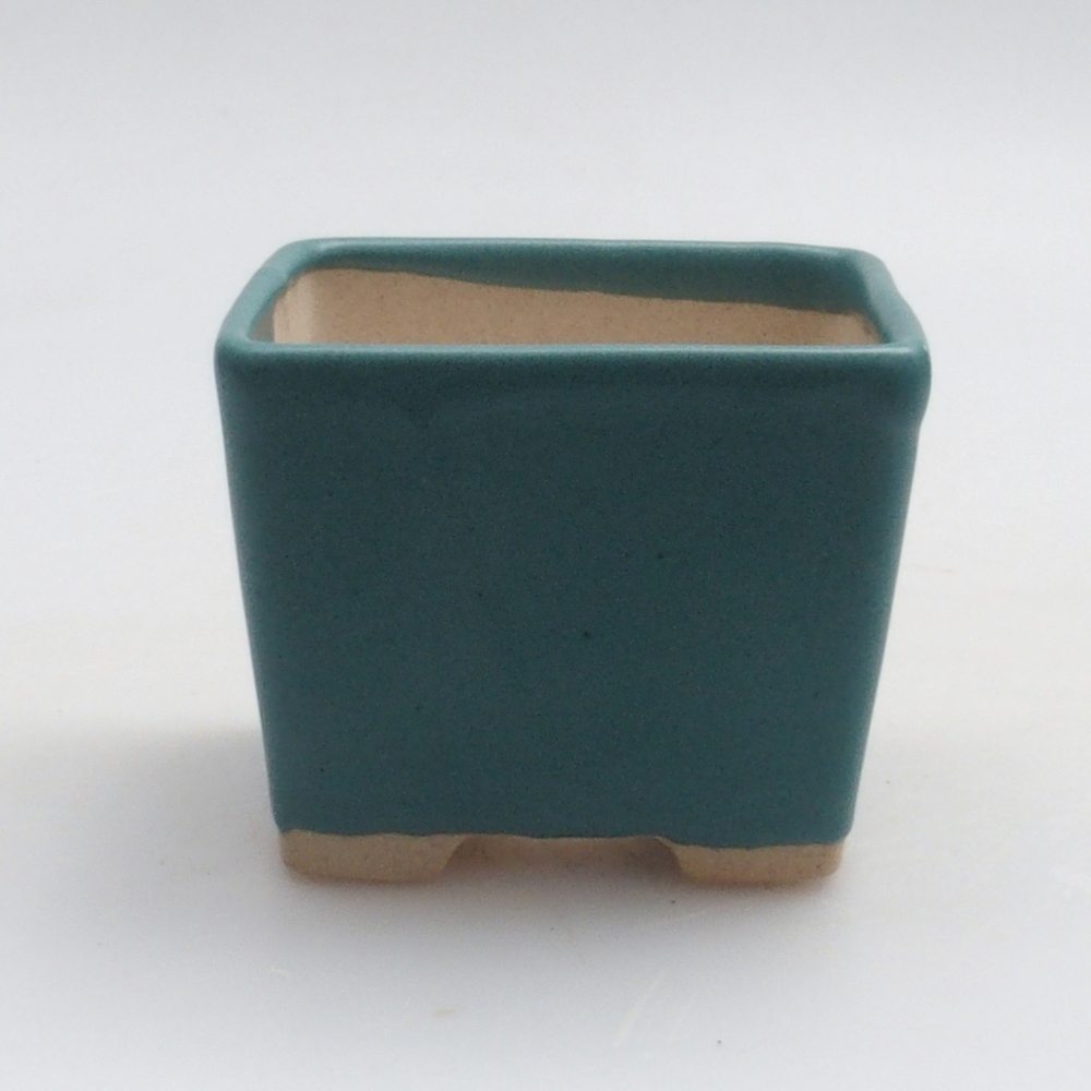 Bonsaischaal van keramiek 6,5 x 5,5 x 4 cm, kleur blauw