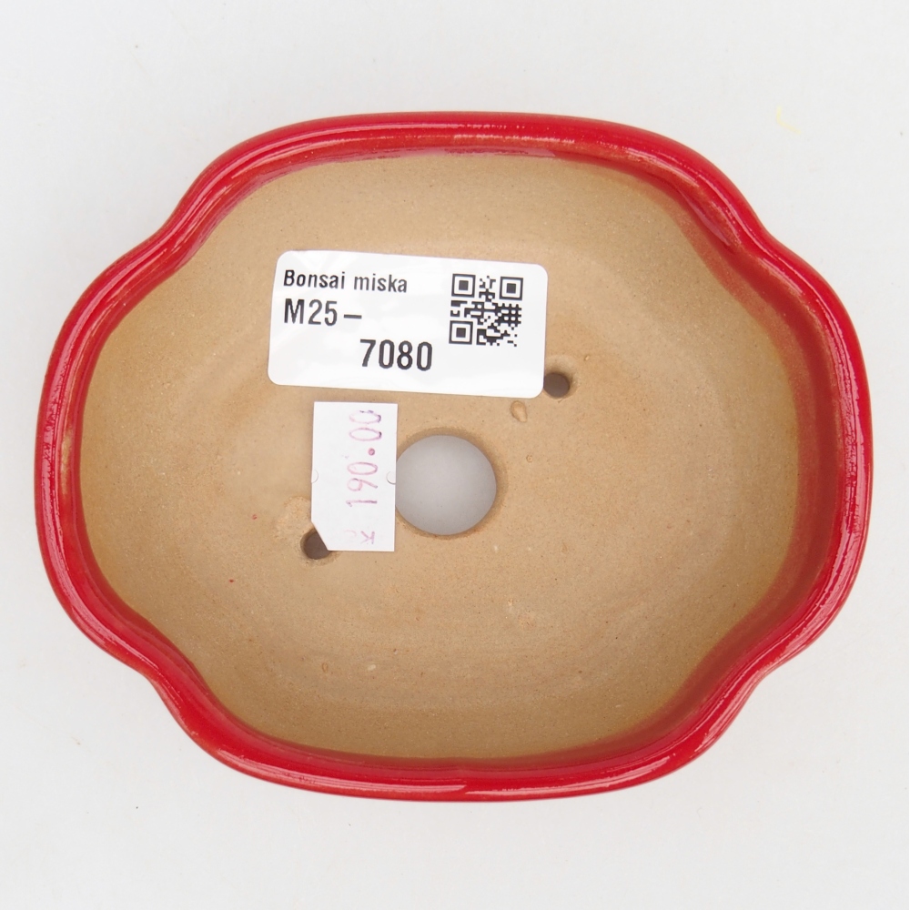 Bonsaischaal van keramiek 26 x 26 x 8 cm, kleur rood