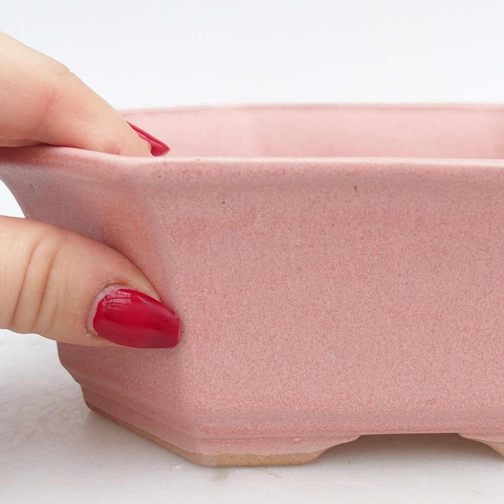 Bonsaischaal van keramiek 17,5 x 17,5 x 6 cm, roze