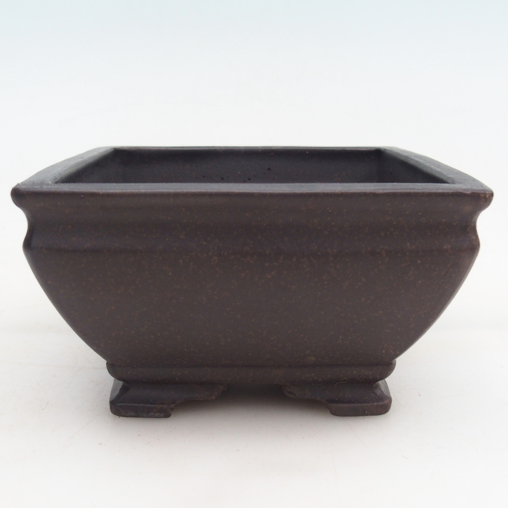 Bonsaischaal van keramiek 13 x 13 x 7 cm, kleur okerbruin