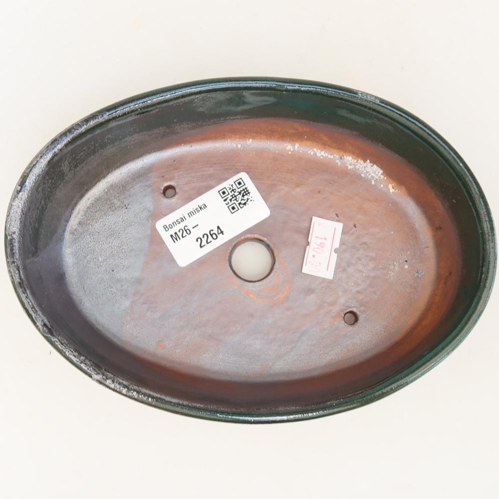 Bonsaischaal van keramiek 16,5 x 11,5 x 4,5 cm, groen