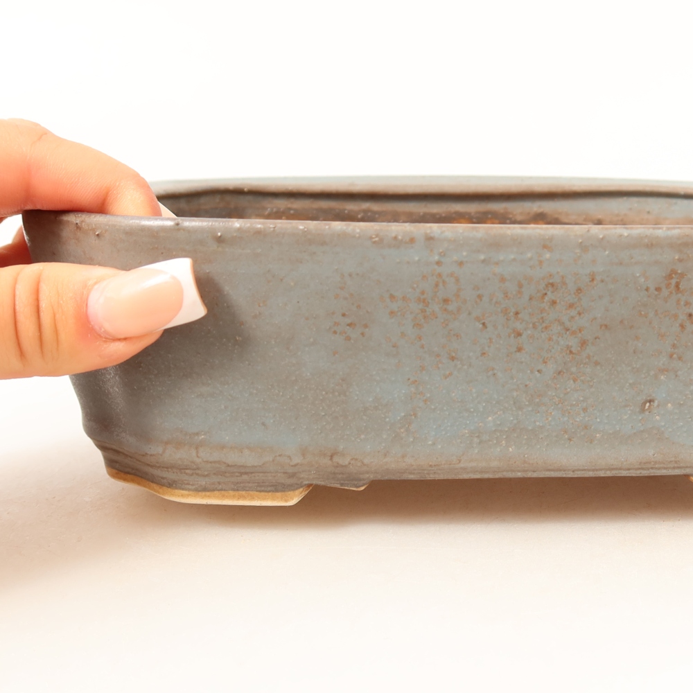 Keramische bonsaipot 21,5 x 18 x 6 cm, kleur: blauw
