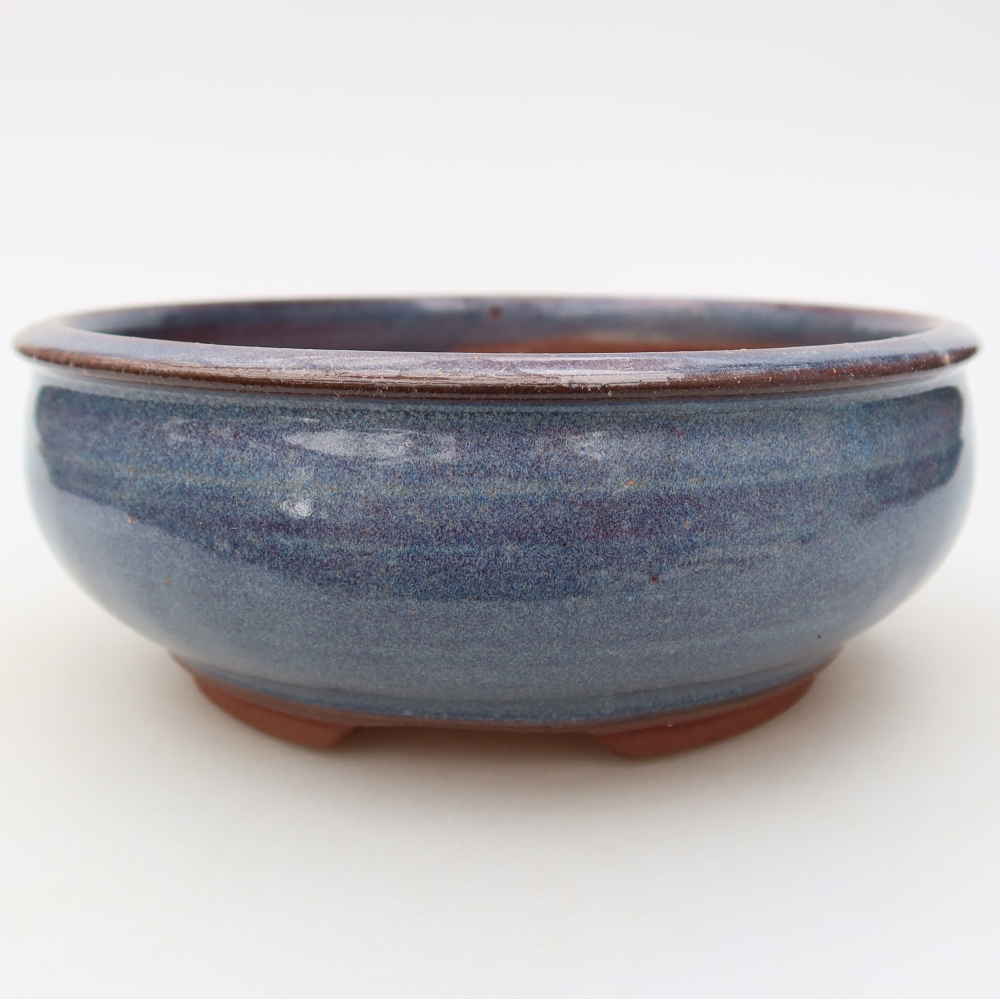 Bonsaischaal van keramiek 16 x 16 x 5 cm, kleur blauw