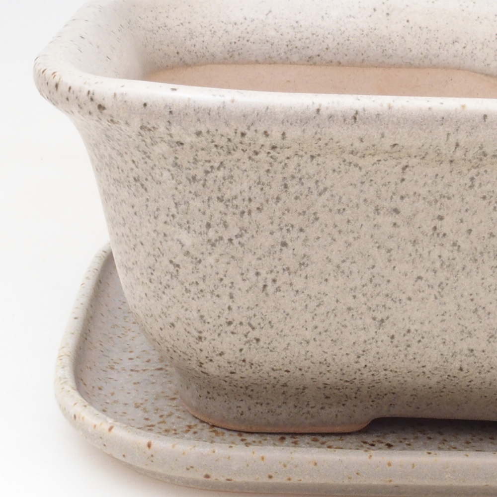 Bonsai kom + schotel H37 - 14,5x13x6,5 cm - beige