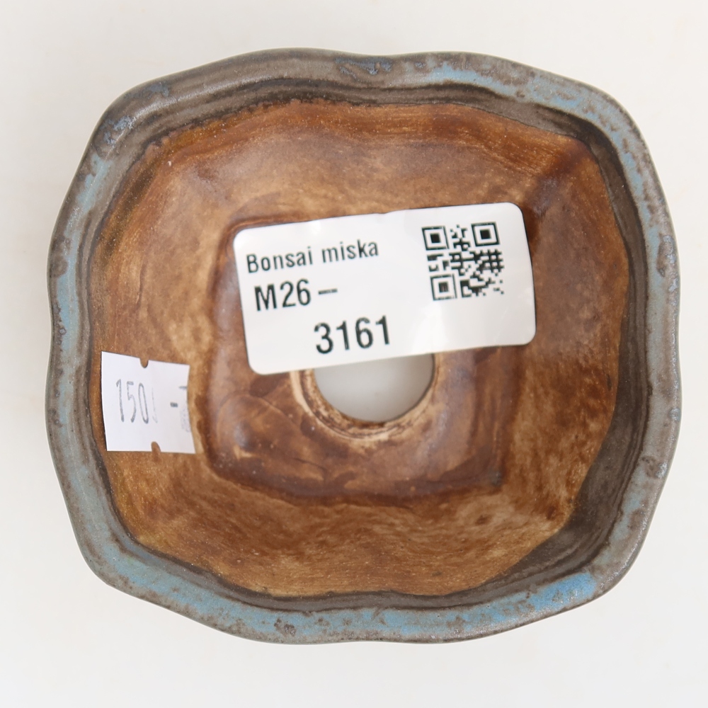 Bonsaischaal van keramiek 7 x 7 x 3,5 cm, kleur blauw