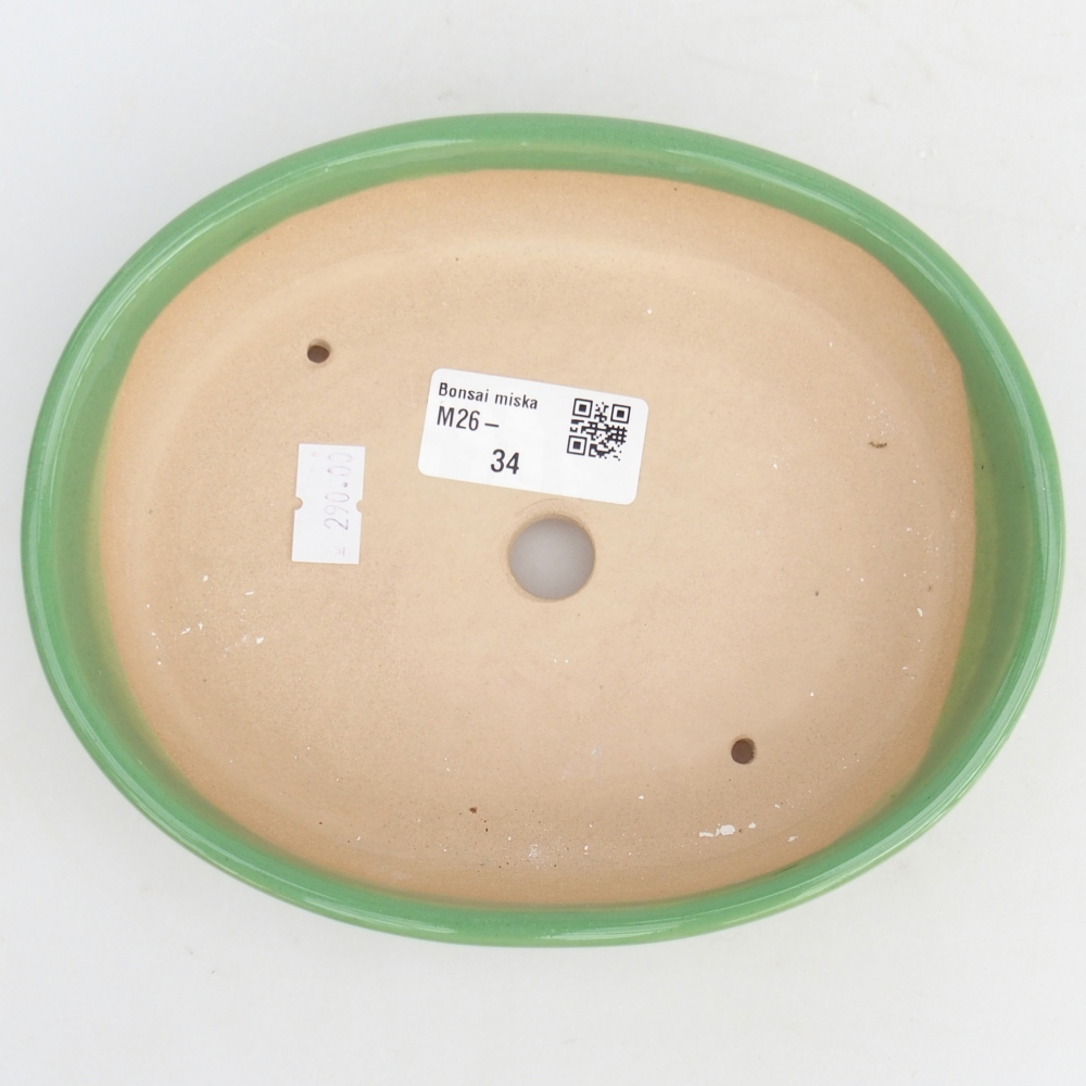 Bonsaischaal van keramiek 17 x 14 x 4 cm, groen
