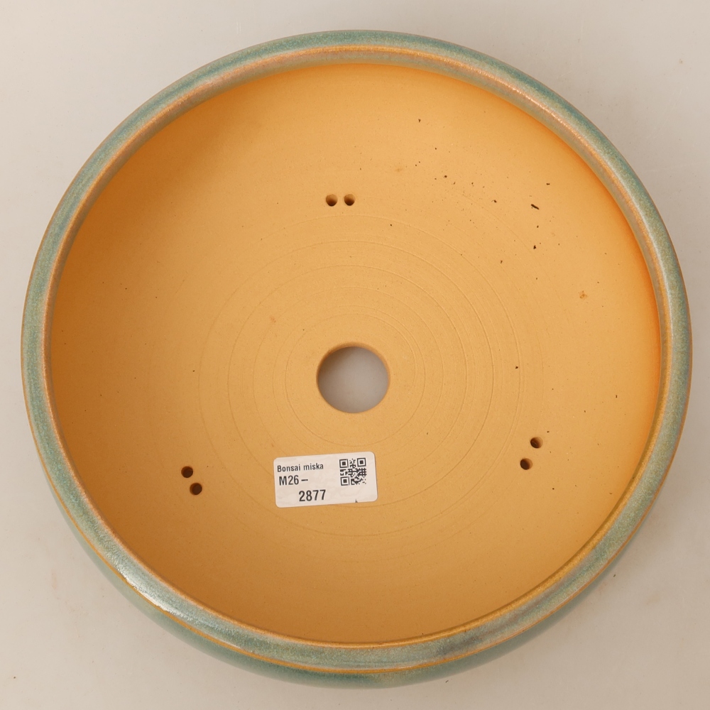 Keramische bonsaipot 23,5 x 23,5 x 7,5 cm, kleur groen