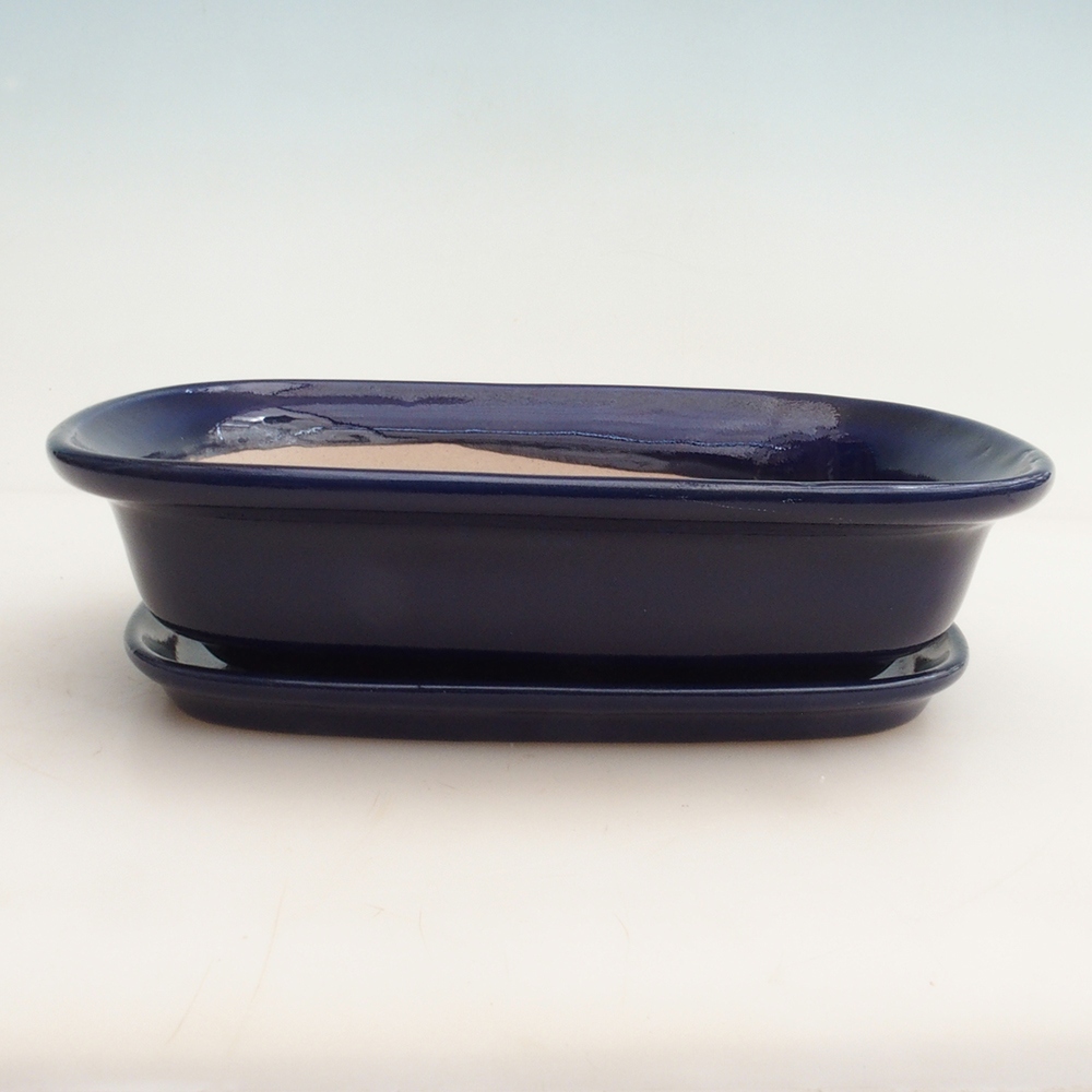 Bonsai kom + schotel H25 - 23 x 17 x 5,5 cm - blauw