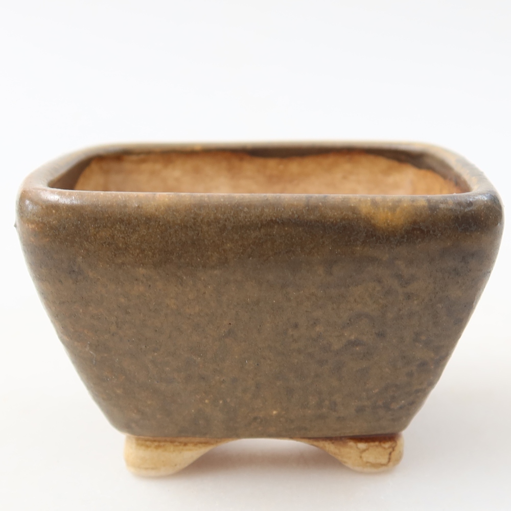 Bonsaischaal van keramiek 6 x 6 x 4 cm, bruin