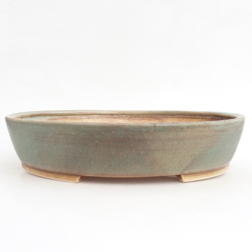 Bonsaischaal van keramiek 28,5 x 25 x 6 cm, groen