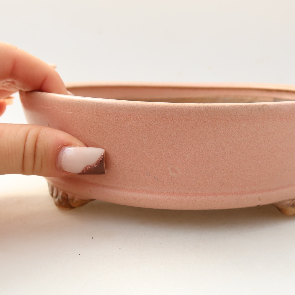 Bonsaischaal van keramiek 18 x 18 x 5 cm, roze