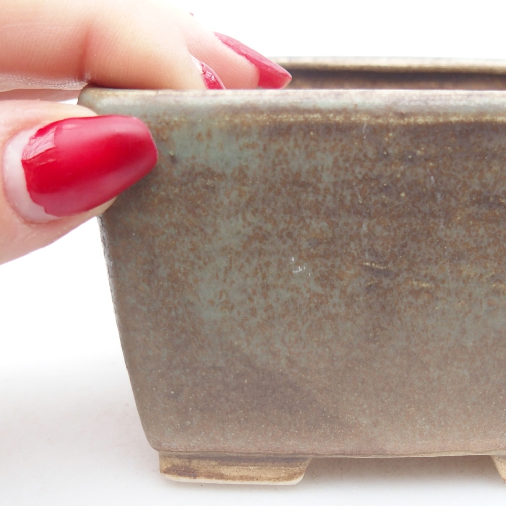 Bonsaischaal van keramiek 8,5 x 8,5 x 5,5 cm, groen