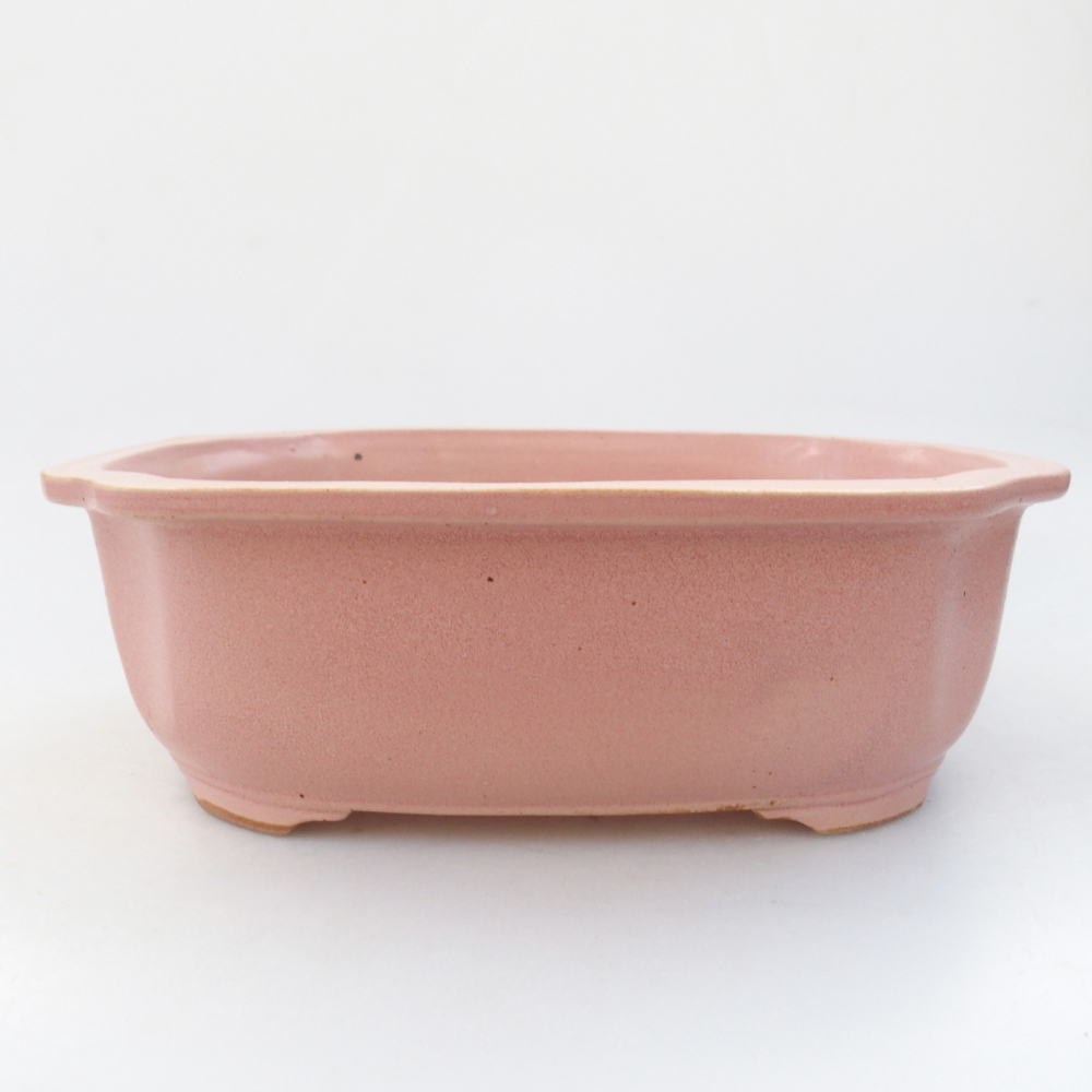 Bonsaischaal van keramiek 26 x 26 x 8 cm, kleur rood