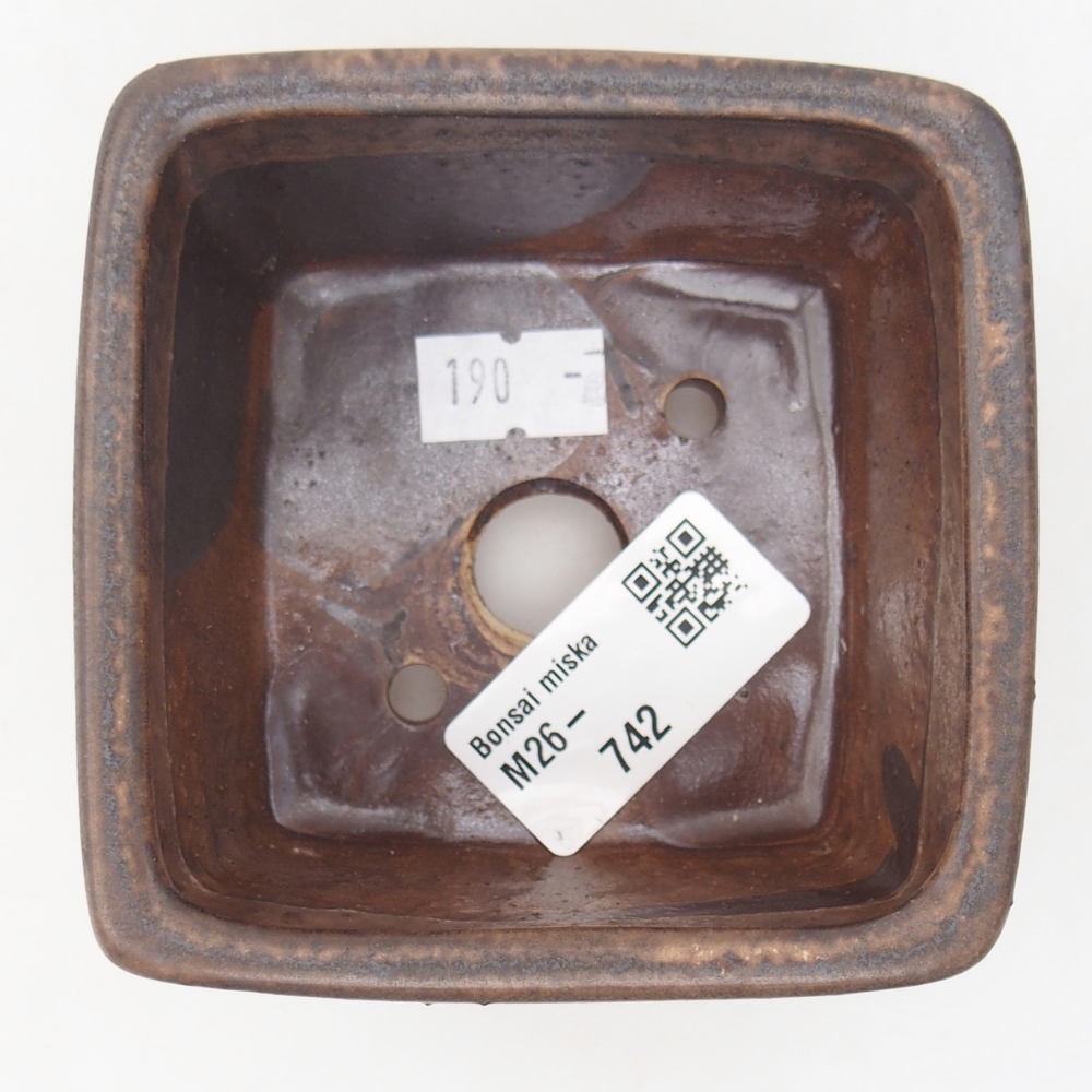 Bonsaischaal van keramiek 8,5 x 8,5 x 5,5 cm, bruin