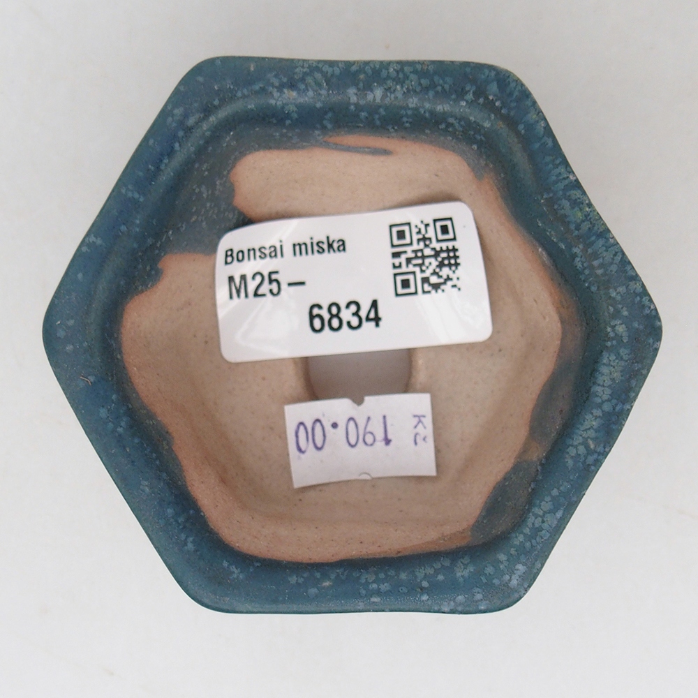 Bonsaischaal van keramiek 7,5 x 7 x 4 cm, kleur blauw
