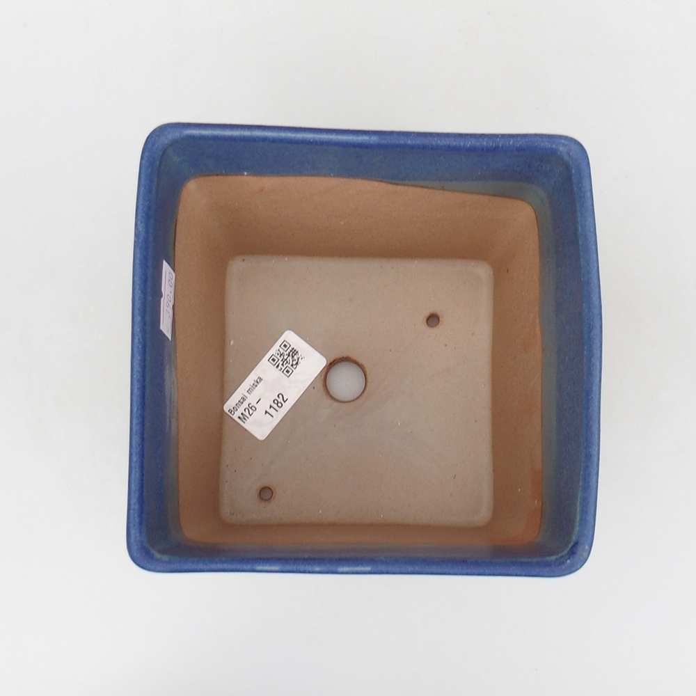 Bonsaischaal van keramiek 13 x 13 x 13 cm, kleur blauw