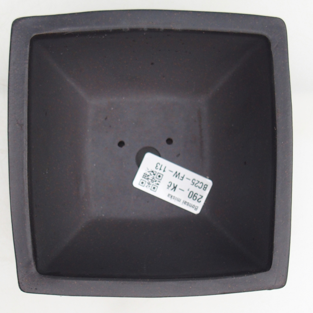 Bonsaischaal van keramiek 13 x 13 x 7 cm, kleur okerbruin