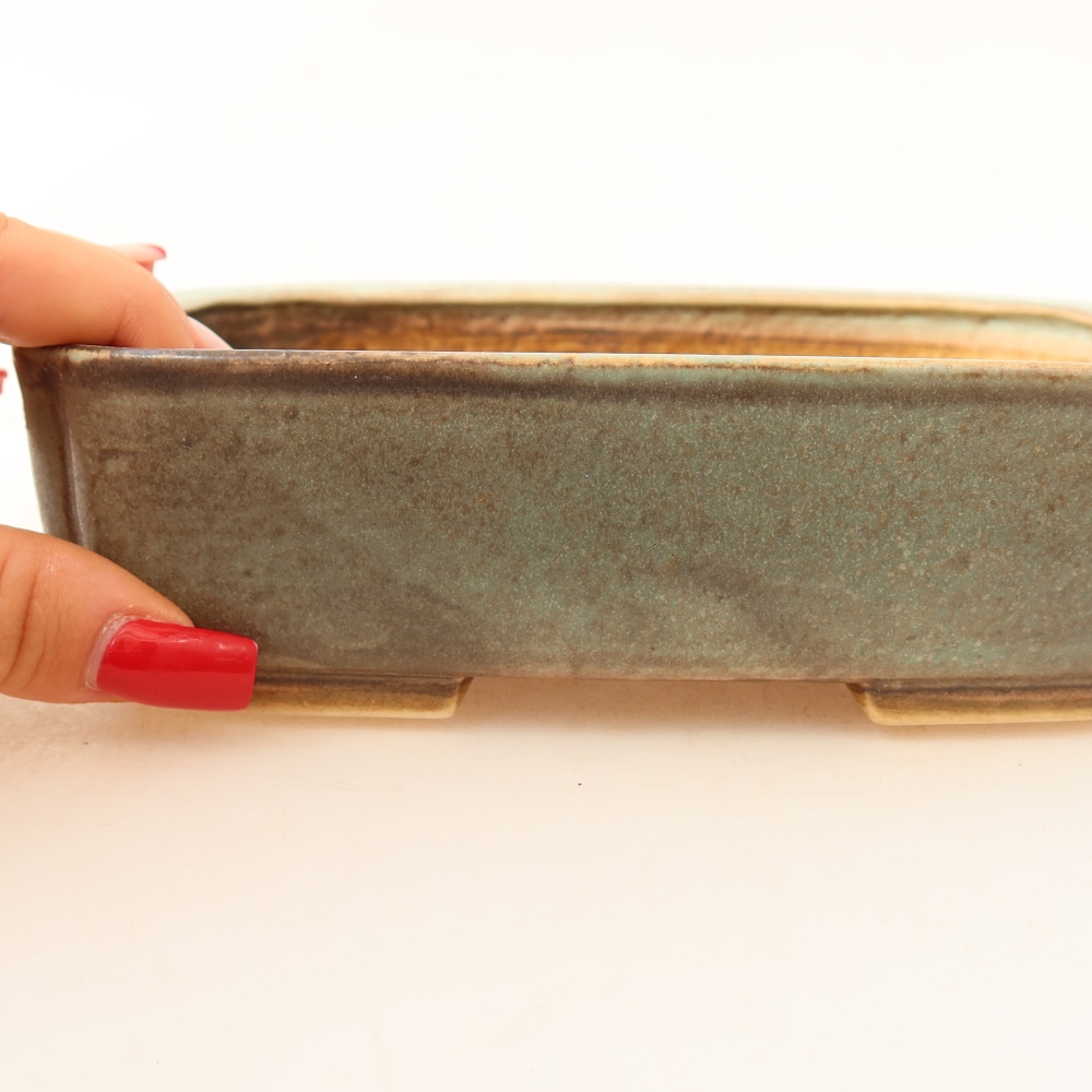 Keramische bonsaischaal 18 x 14 x 4,5 cm, kleur: groen