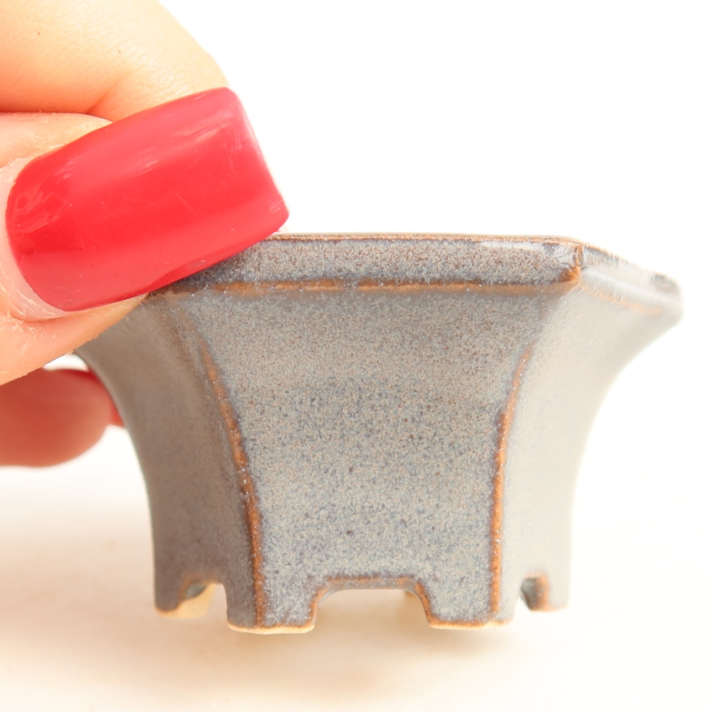 Keramische bonsaischaal 5,5 x 5 x 3 cm, kleur: grijs