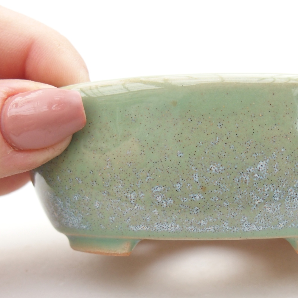 Bonsaischaal van keramiek 9 x 7,5 x 3,5 cm, groen