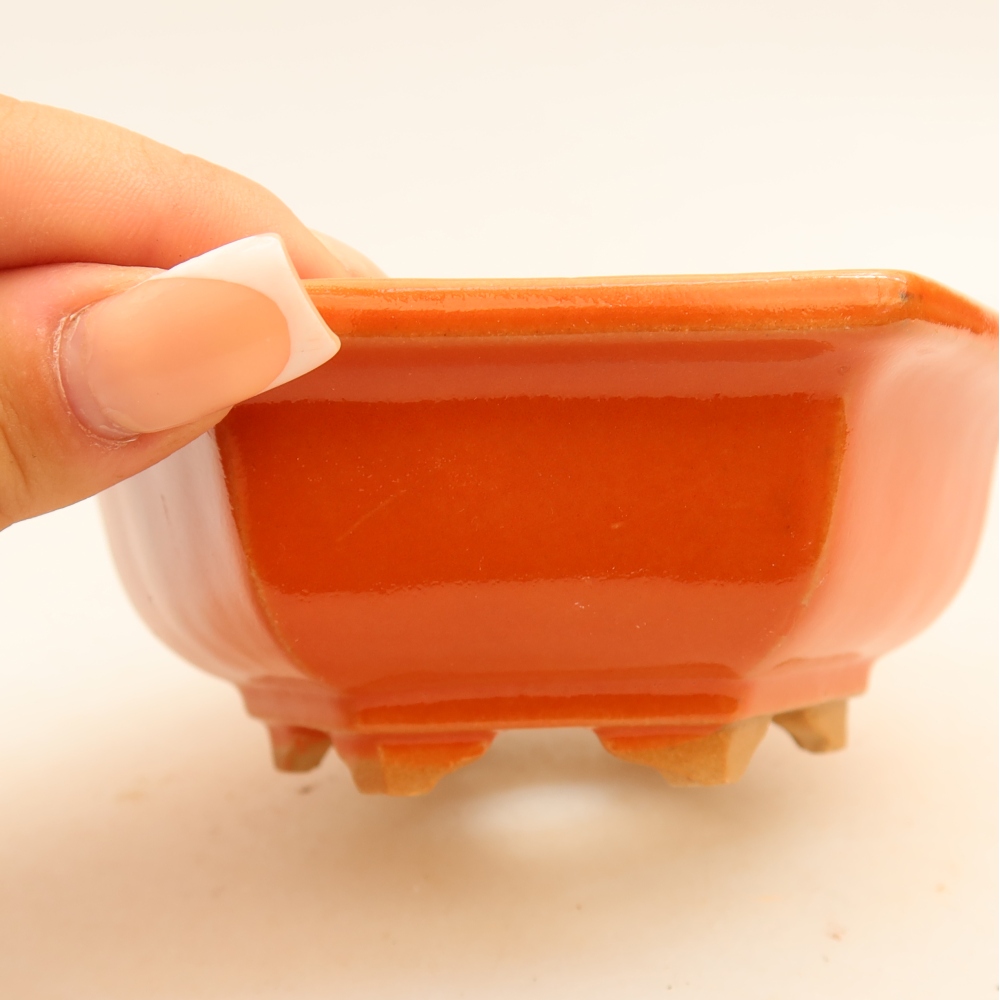 Keramische bonsaipot 12 x 10,5 x 4 cm, kleur: oranje
