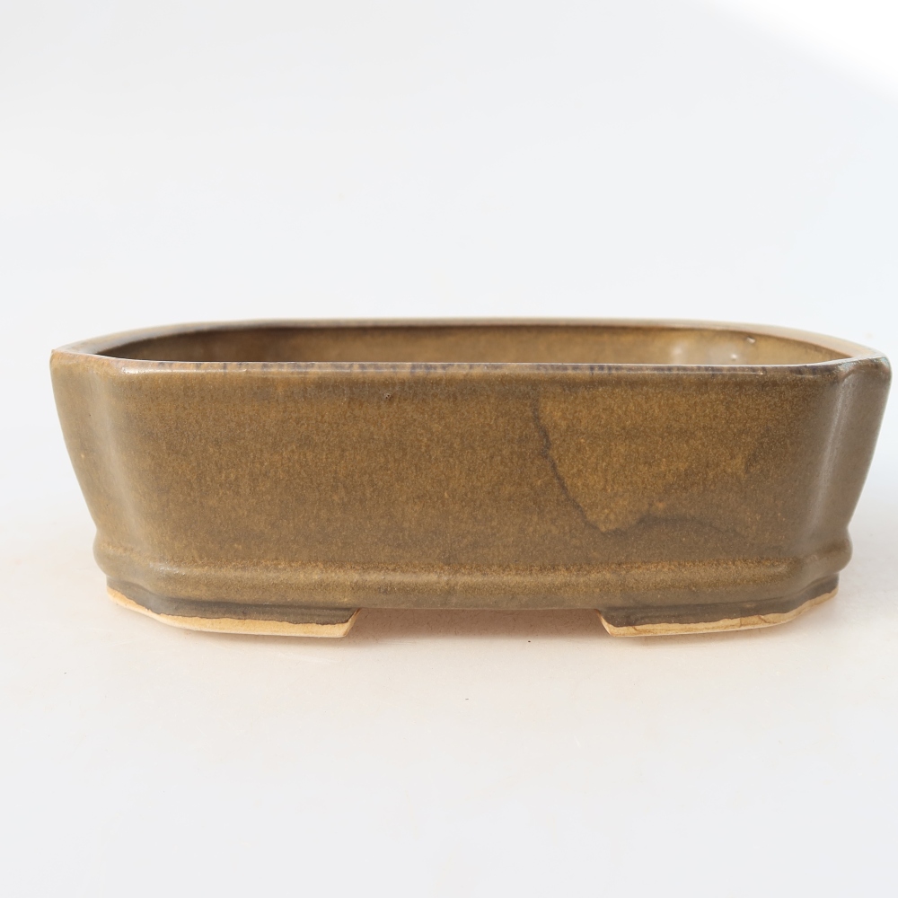 Bonsaischaal van keramiek 17,5 x 14,5 x 5 cm, bruin