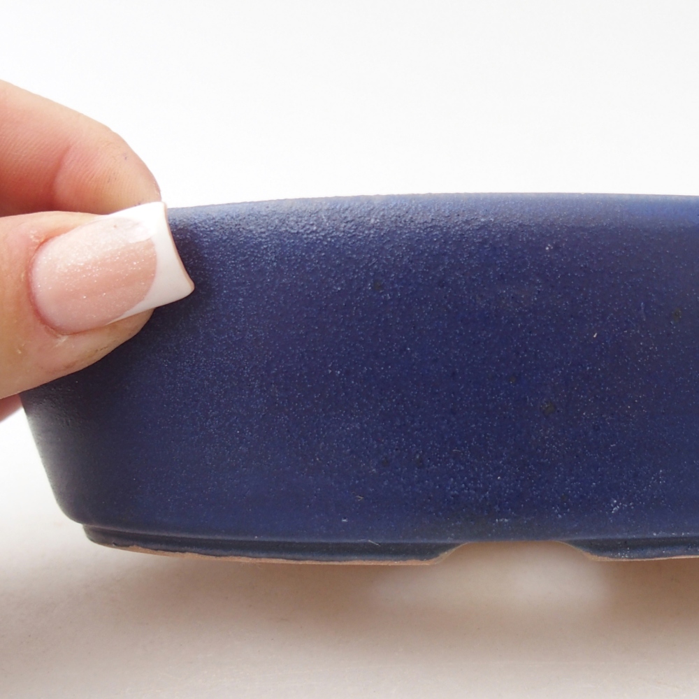 Bonsaischaal van keramiek 15 x 9,5 x 4 cm, kleur blauw