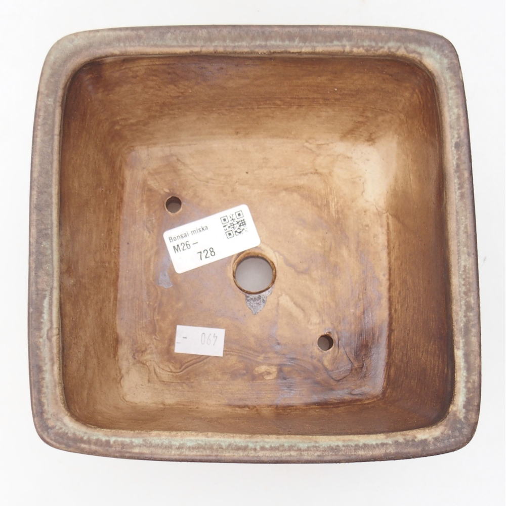 Bonsaischaal van keramiek 16 x 16 x 10 cm, groen