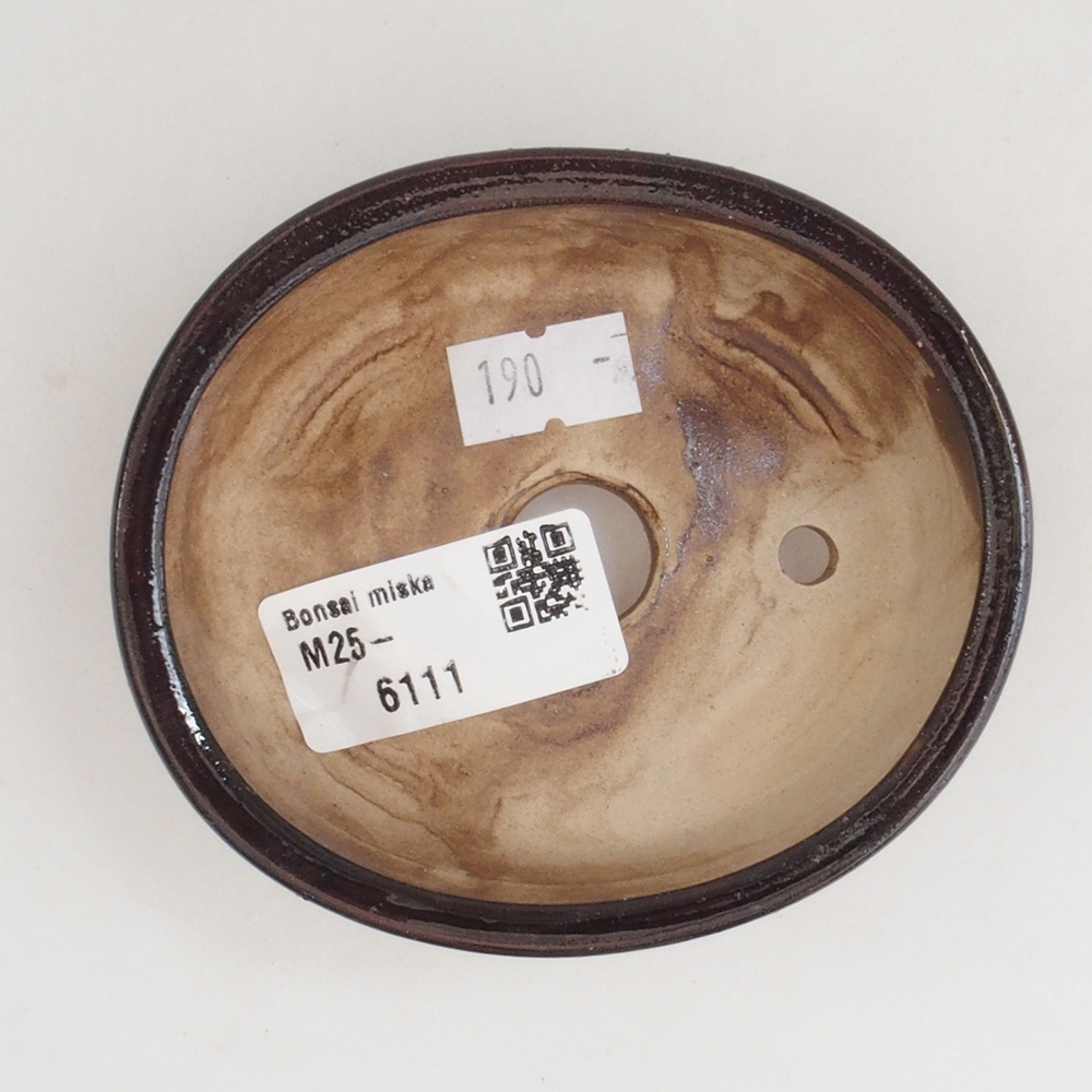 Bonsaischaal van keramiek 10 x 8,5 x 4 cm, bruin