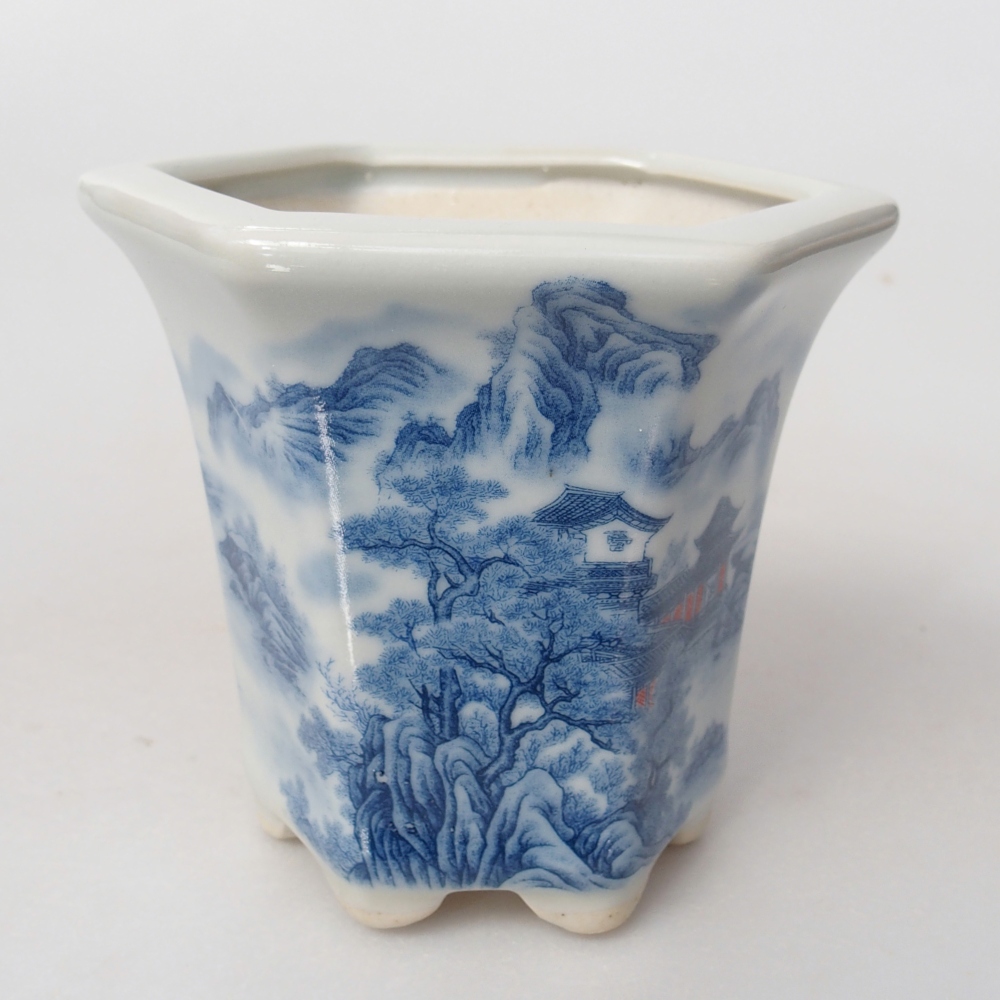 Bonsaischaal van keramiek 10 x 9 x 9 cm, kleur wit