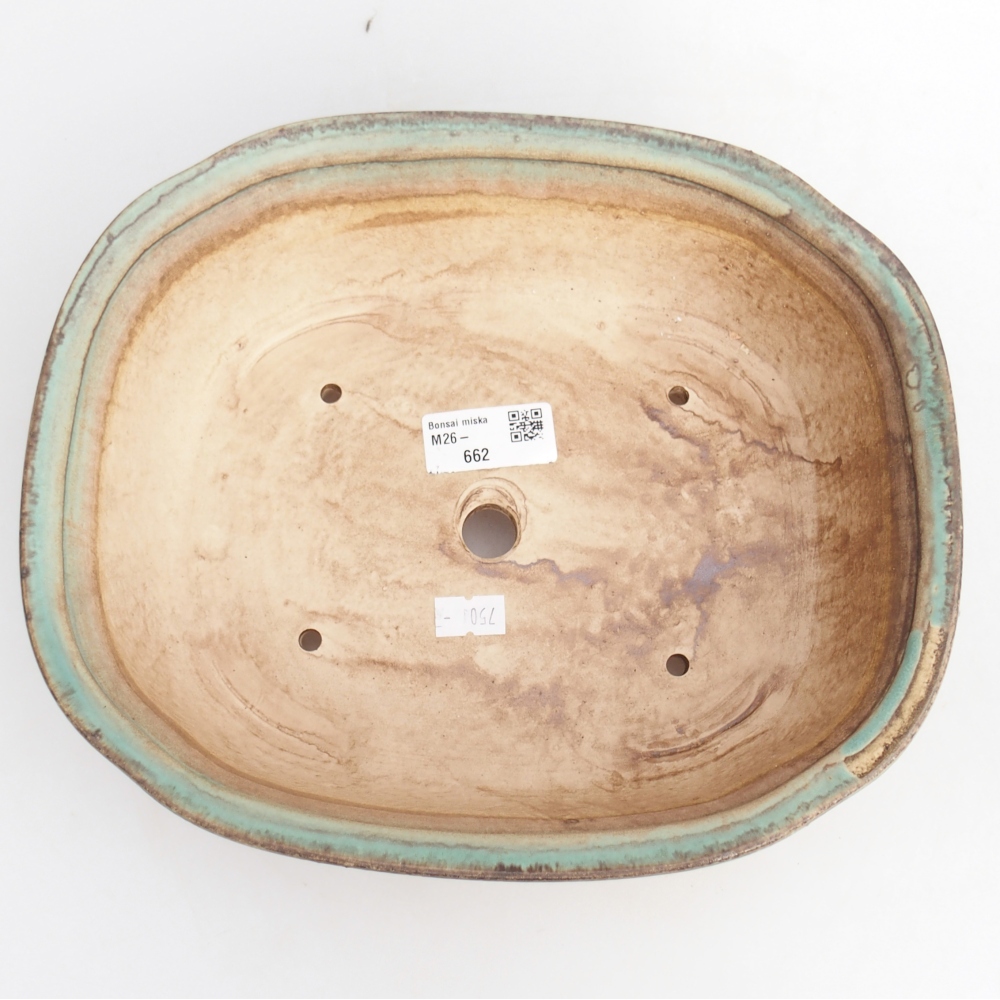 Bonsaischaal van keramiek 25,5 x 21,5 x 8 cm, groen