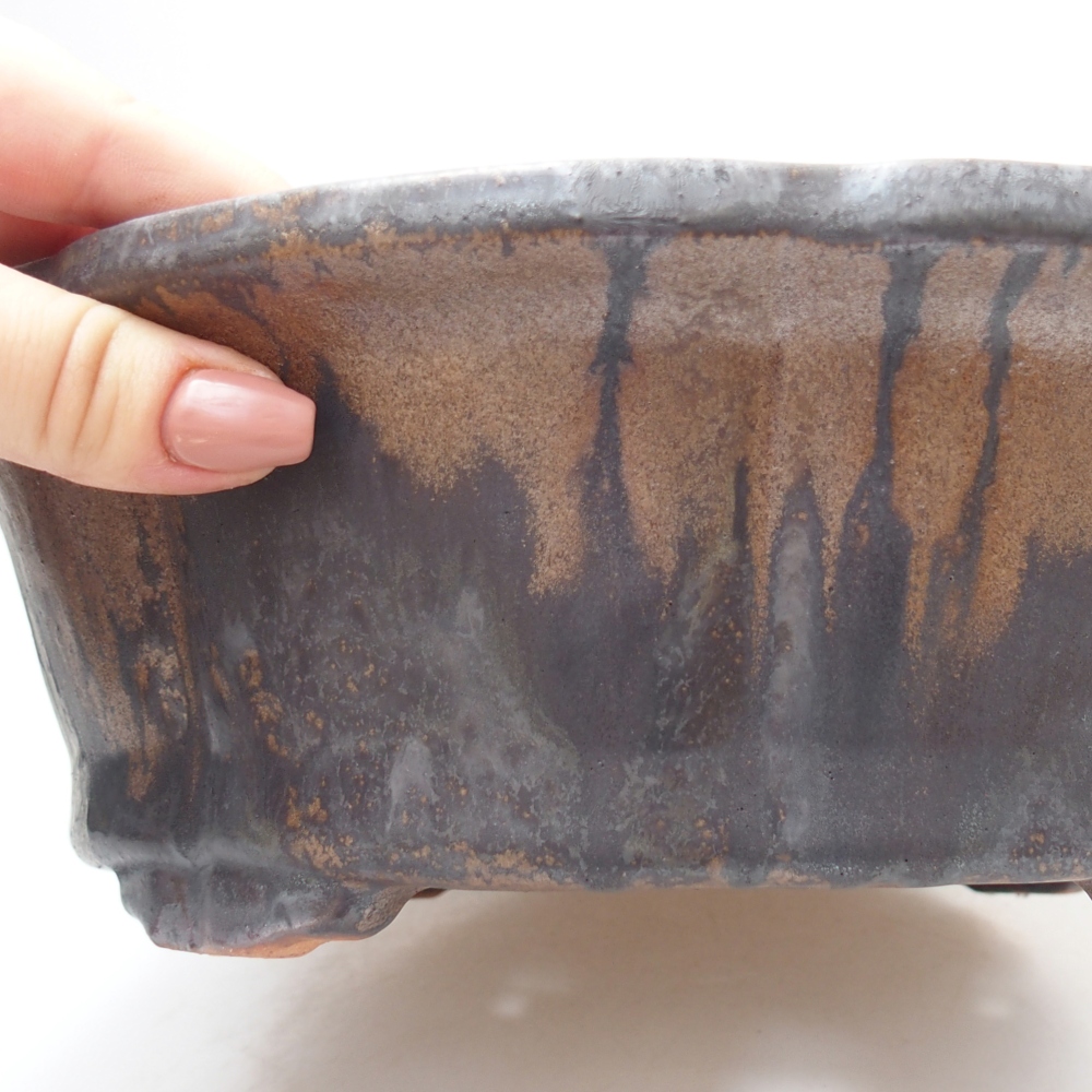 Bonsaischaal van keramiek 26,5 x 26,5 x 8 cm, bruin