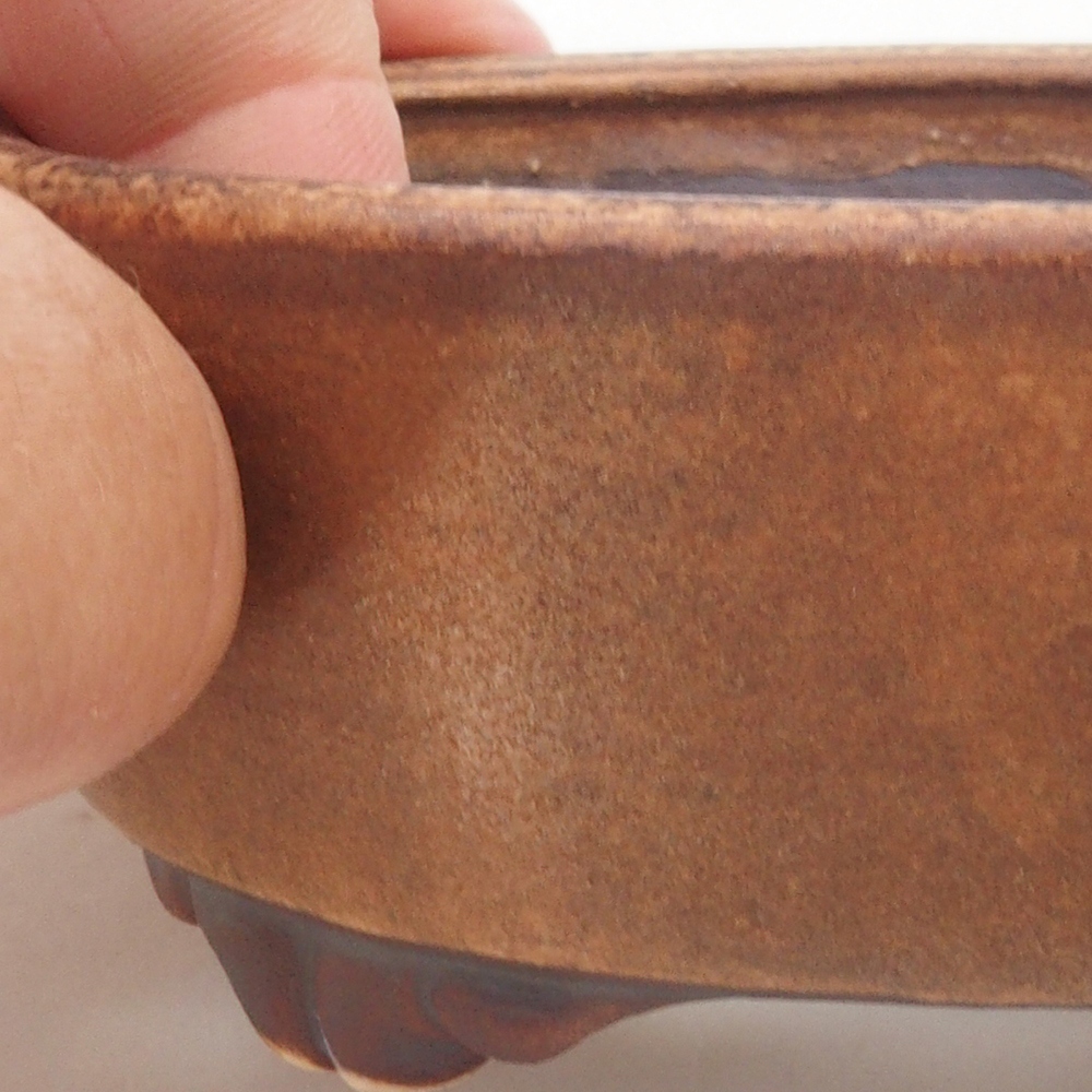 Bonsaischaal van keramiek 10 x 8,5 x 4 cm, bruin